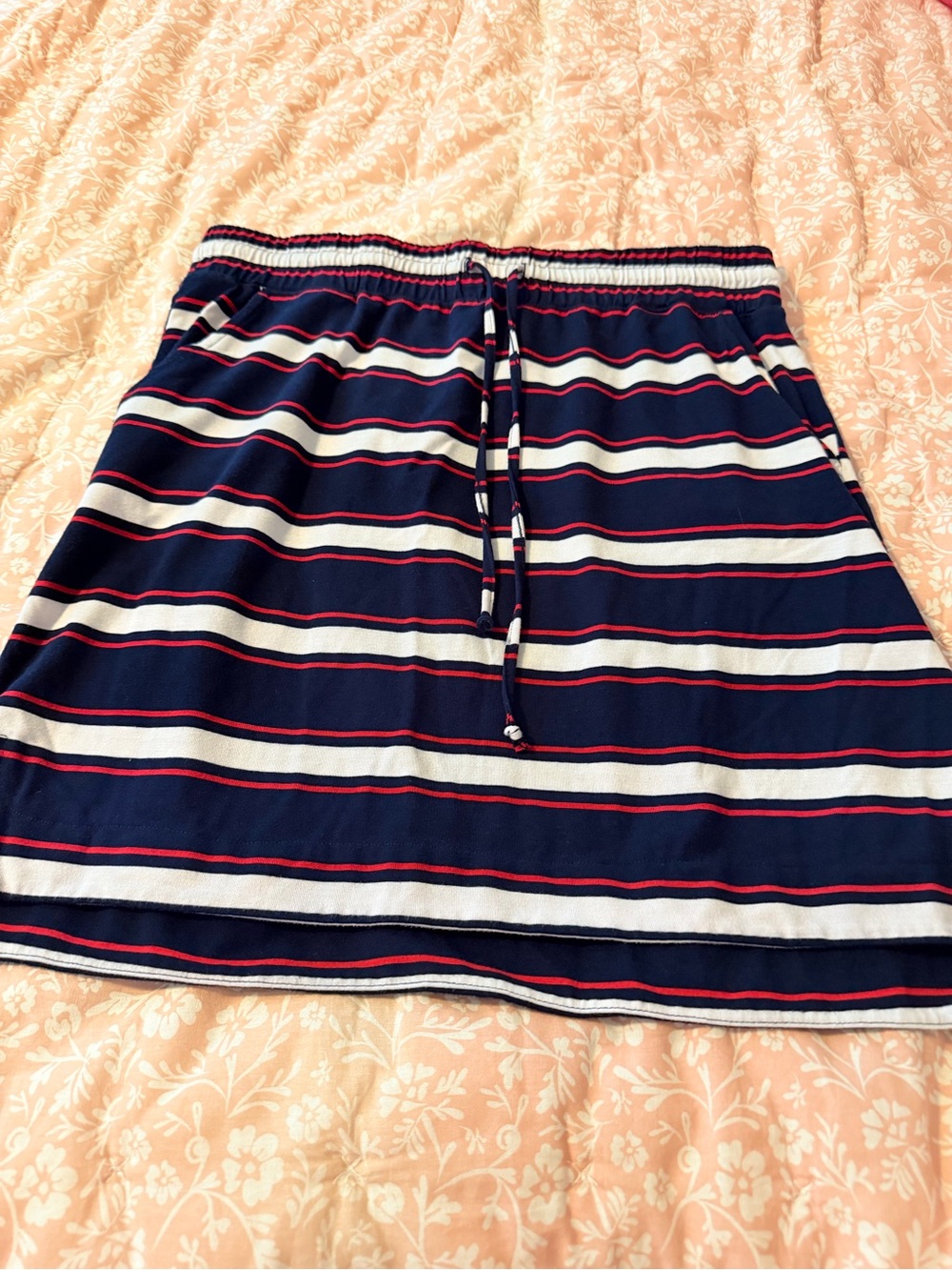Striped Navy Drawstring Skirt - Casual Everyday Style